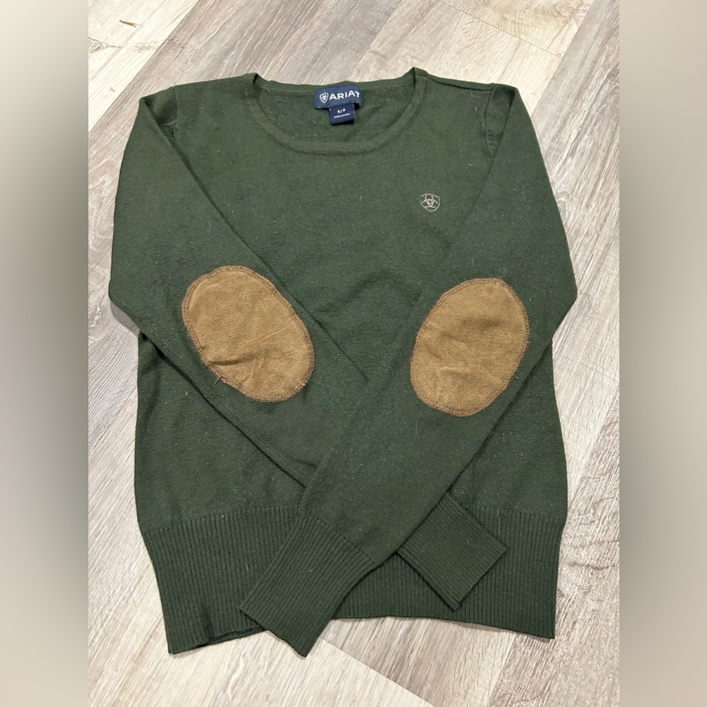 Green Ariat Sweater with Elbow Patches